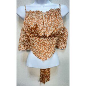 Lily Star Women's Rayon Cami Crop Top Summer Size XL Beige Sleeveless Stretch